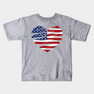 American Flag Heart Shirt, USA Flag Heart Shirt, American Flag Woman T-shirt, Heart USA Flag Distressed, USA Women Shirt Kids T-Shirt